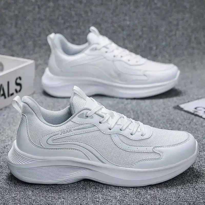 Four Seasons สีทึบยี่ห้อ Original Simple Design ผู้ชายใหม่หนา soled ความสูงเพิ่ม Casual LACE-up กีฬารองเท้า
