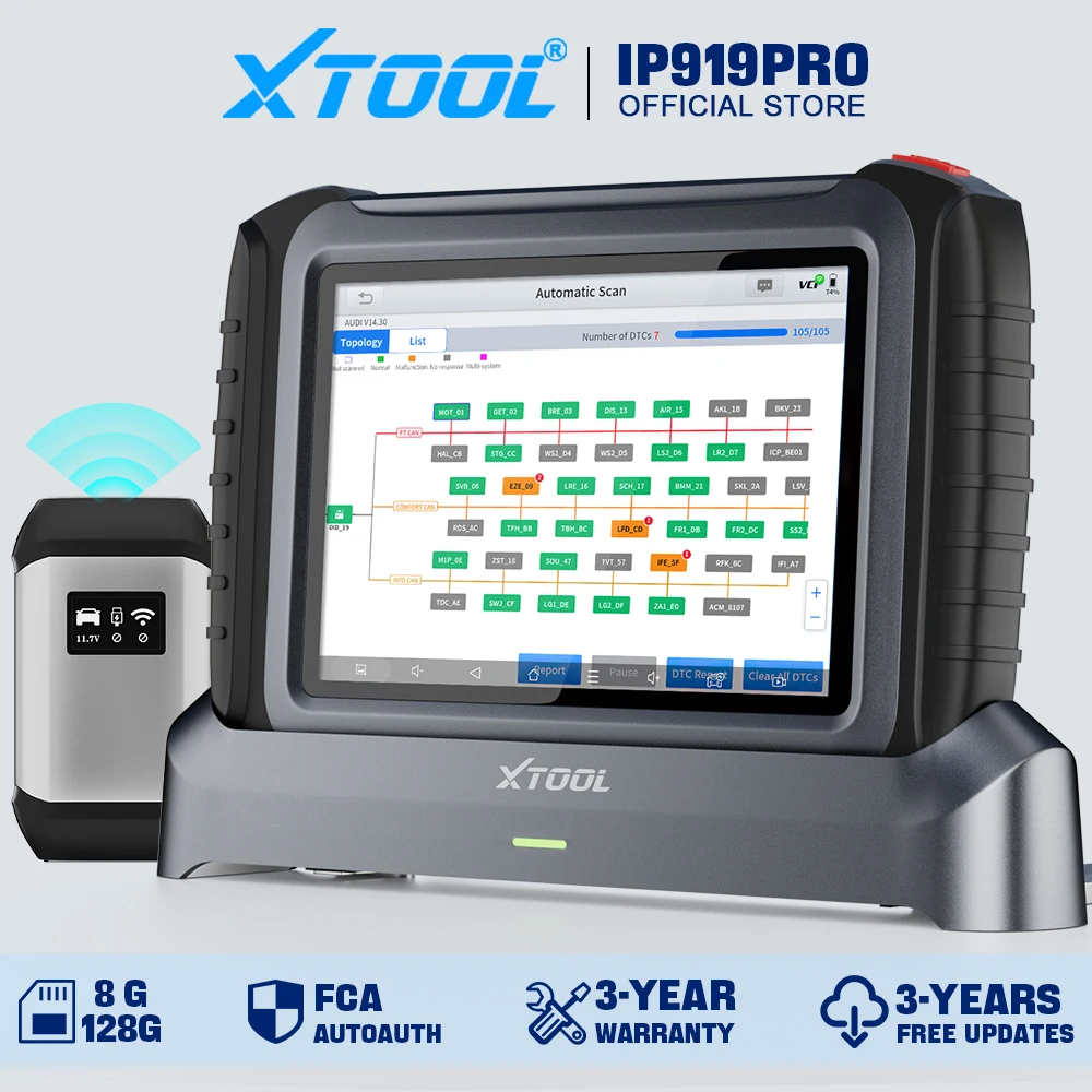 XTOOL INPLUS IP919PRO Car Diagnostic Scanner Automotivo Tools ECU Coding Programming 42 Service CANFD DOIP Topology FCA AutoAuth