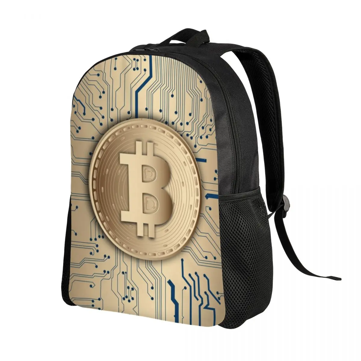 

Bitcoin CPU Circuit Board Backpack School College Student Bookbag Fits 15 Inch Laptop Cryptocurrency Blockchain Geek Bags