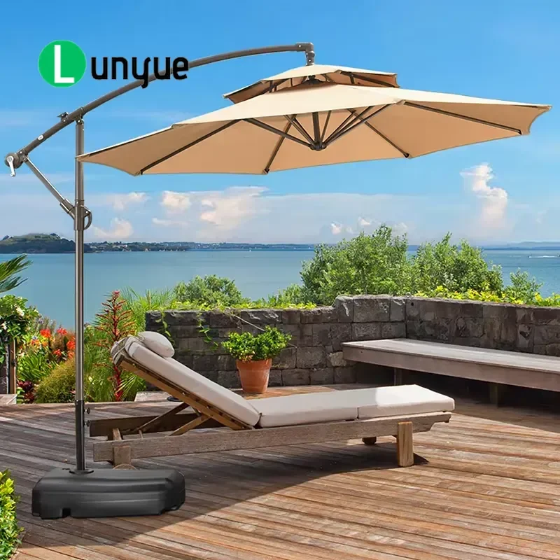 Custom Iron 8 Rib Large Banana Parasol Modern Outdoor Garden Patio Beach Umbrella Durable Sunshade for Yard Poolside