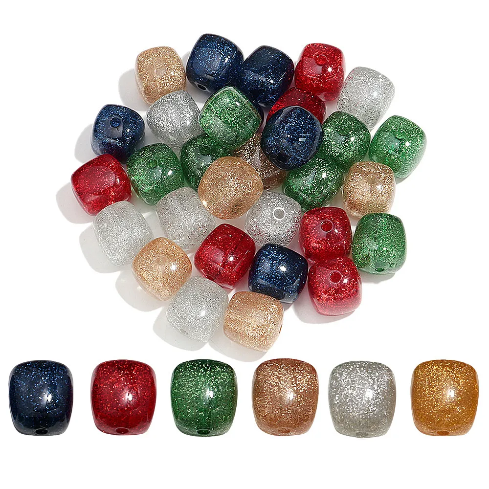10pcs/lot Gold Powder Acrylic 16x17mm Irregular Square Shape Loose Beads for Bracelet Necklace Making DIY Jewelry Accessories