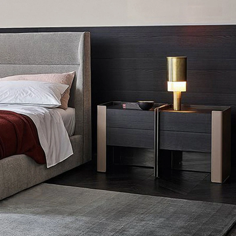 Smart bedside table, luxurious and luxurious, bedroom, bedside small cabinet, storage hopper cabinet, wireless charging