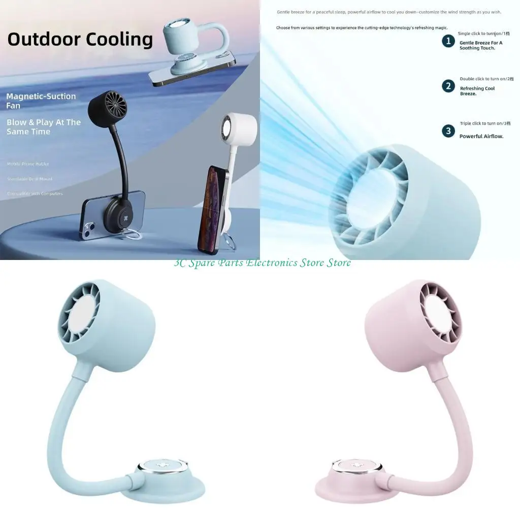 SZ Ergonomic Phone Dock with Base & Double Function Fan Light Set for Home