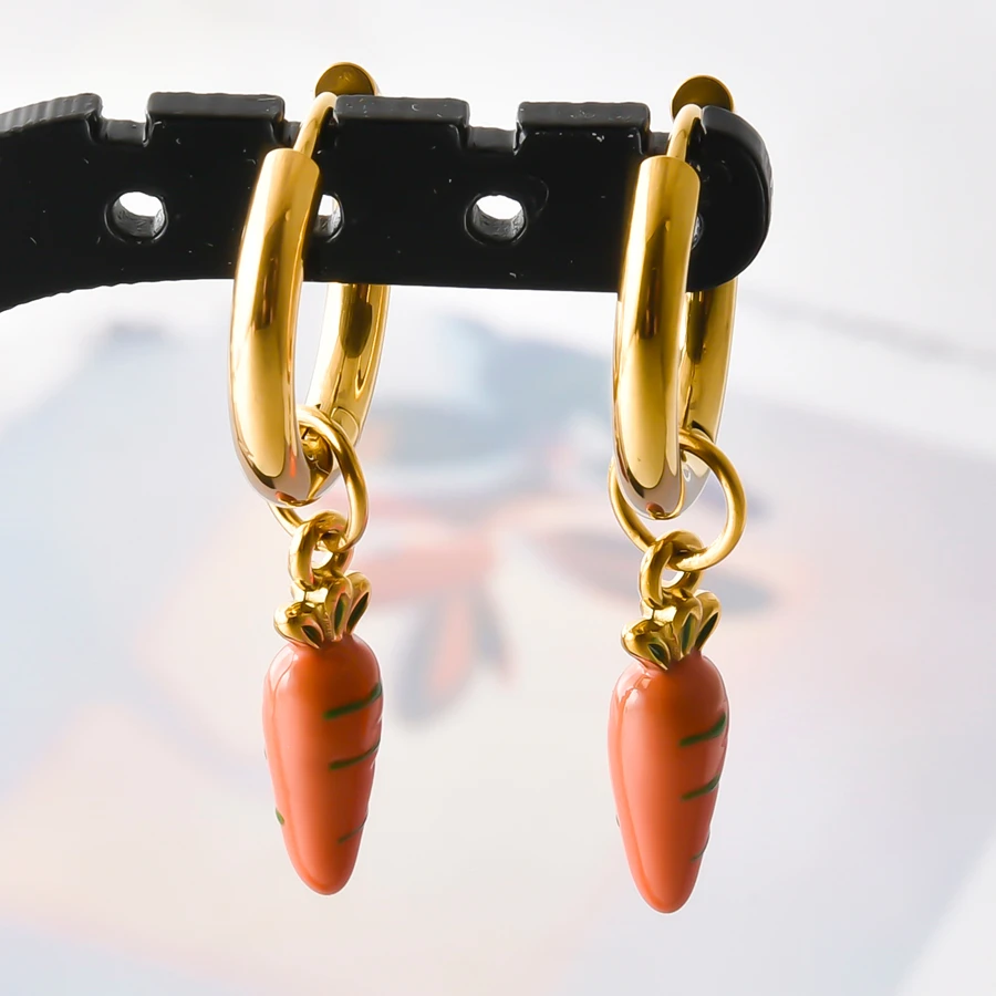 316 Edelstahl Stereoskopische Kawaii Enten-Erdbeer-Kirsch-Paprika Hängeohrringe für Damen und Herren Schmuck Piercing Geschenk – Detail 21