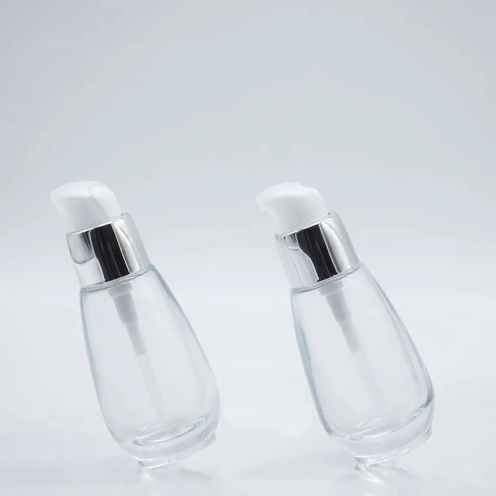 

6Pcs Glass Pump Bottles Refillable Travel Lotion Bottles Liquid Foundation Essence Containers Practical Glass Foundation Holder