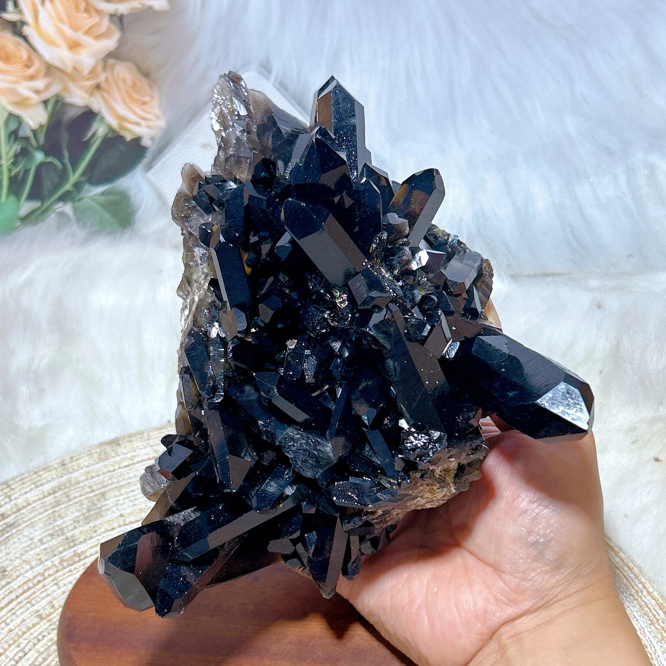 Healing Natural Crystal Black Quartz Cluster Specimen Big Raw Stone Tower High Quality Energy Gemstone Home Decoration Gift
