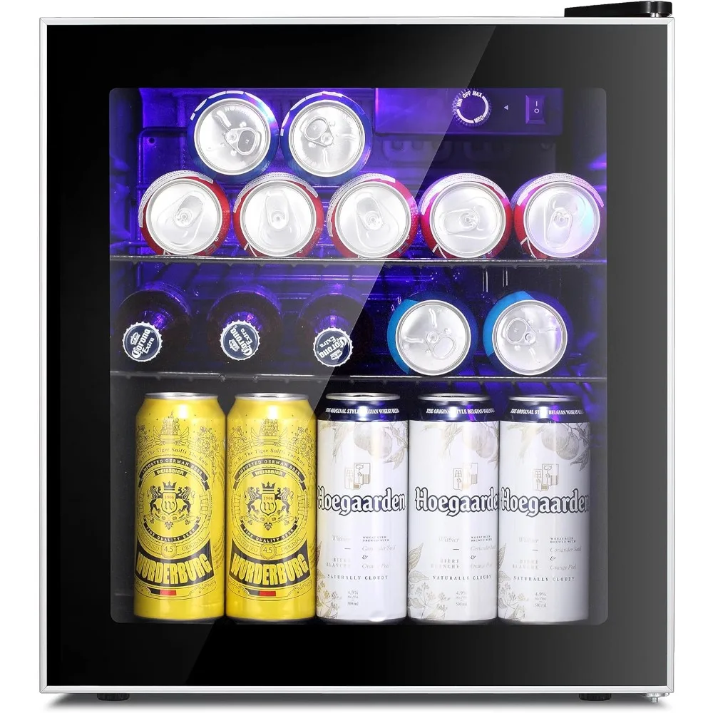 rMini Fridge Cooler 60 Can Beverage Refrigerator Glass Door for Beer Soda Wine Small Drink Dispenser Clear Front