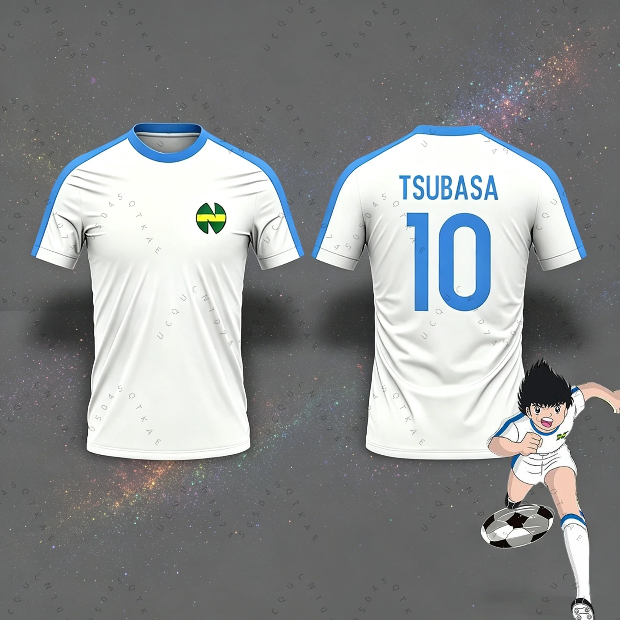 2 Piece Outfit Children Tracksuit Captain Tsubasa Football No.10 T-shirt+Shorts Set or T-shirt Shorts Sports Kids Adult Clothes - view 2