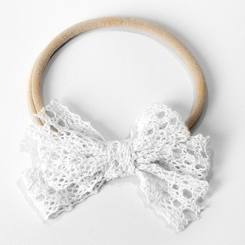 Children White Lace Bow Headbands Cute Bowknot Hair Band Elastic Infant Turban Newborn Headwear Baby Hair Accessoriess For Girls