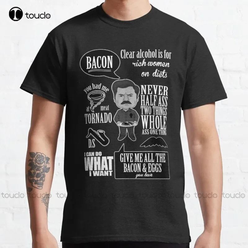 New Ron Swanson Montage  Classic T-Shirt Cotton Tee Shirt Shirt Men Custom Aldult Teen Unisex Digital Printing Tee Shirt