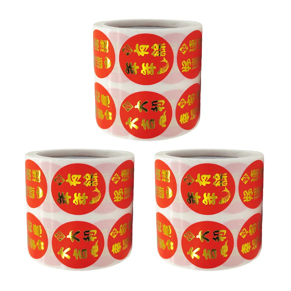 

3 Rolls Chinese New Year Stickers Spring Festival Gift Wrapping Sealing Stickers for Envelopes Cards Boxes DIY Decorative Labels