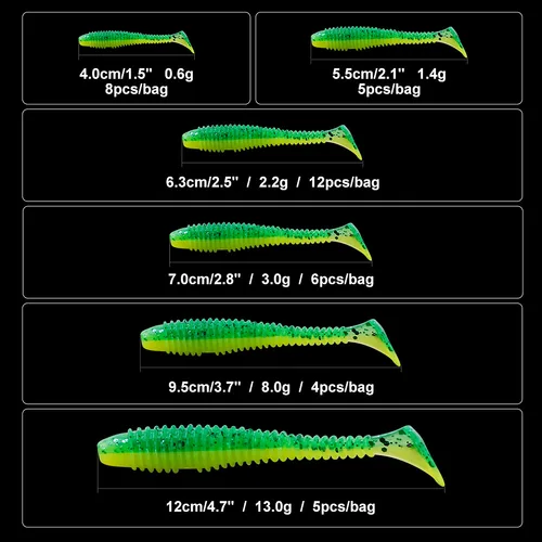Imagen 2 del producto Noeby señuelos blandos de pesca, cebo Artificial suave de 9,5 cm y 8g con cola de paleta, gusano oscilante, Swimbait Wobbler para cebo de pesca de silicona para lubina