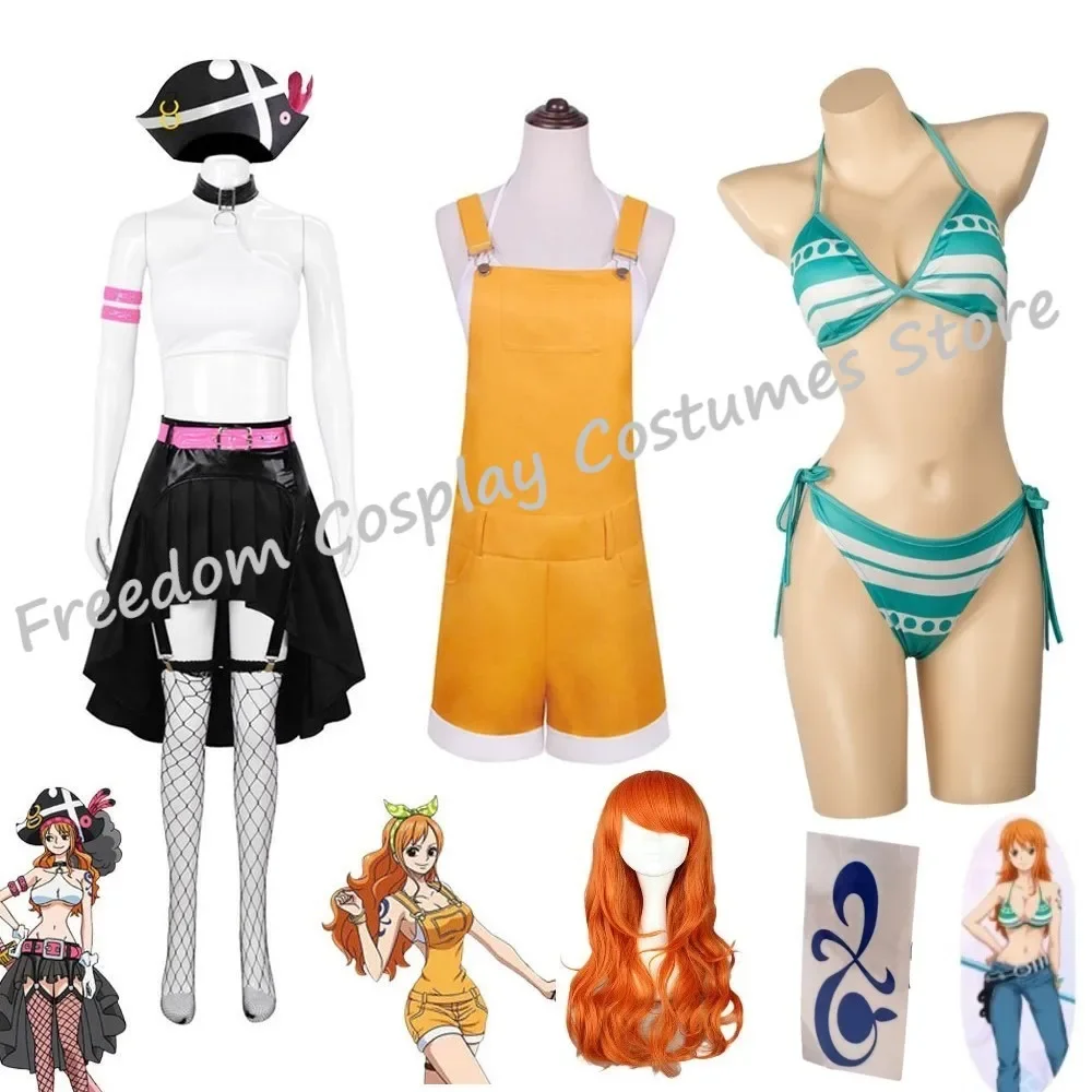 

Anime Movie Nami Cosplay Costume Overalls Jumpsuit Swimsuit Top Skirt Suit Woman Sexy Uniform Suit Party Halloween Costume