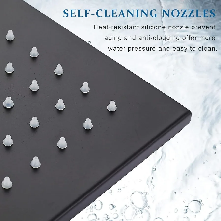 Soffione doccia quadrato a LED da 16 pollici di ricambio con sfera girevole per bagni moderni Finitura in bronzo lucidato a olio Flusso d'acqua regolabile