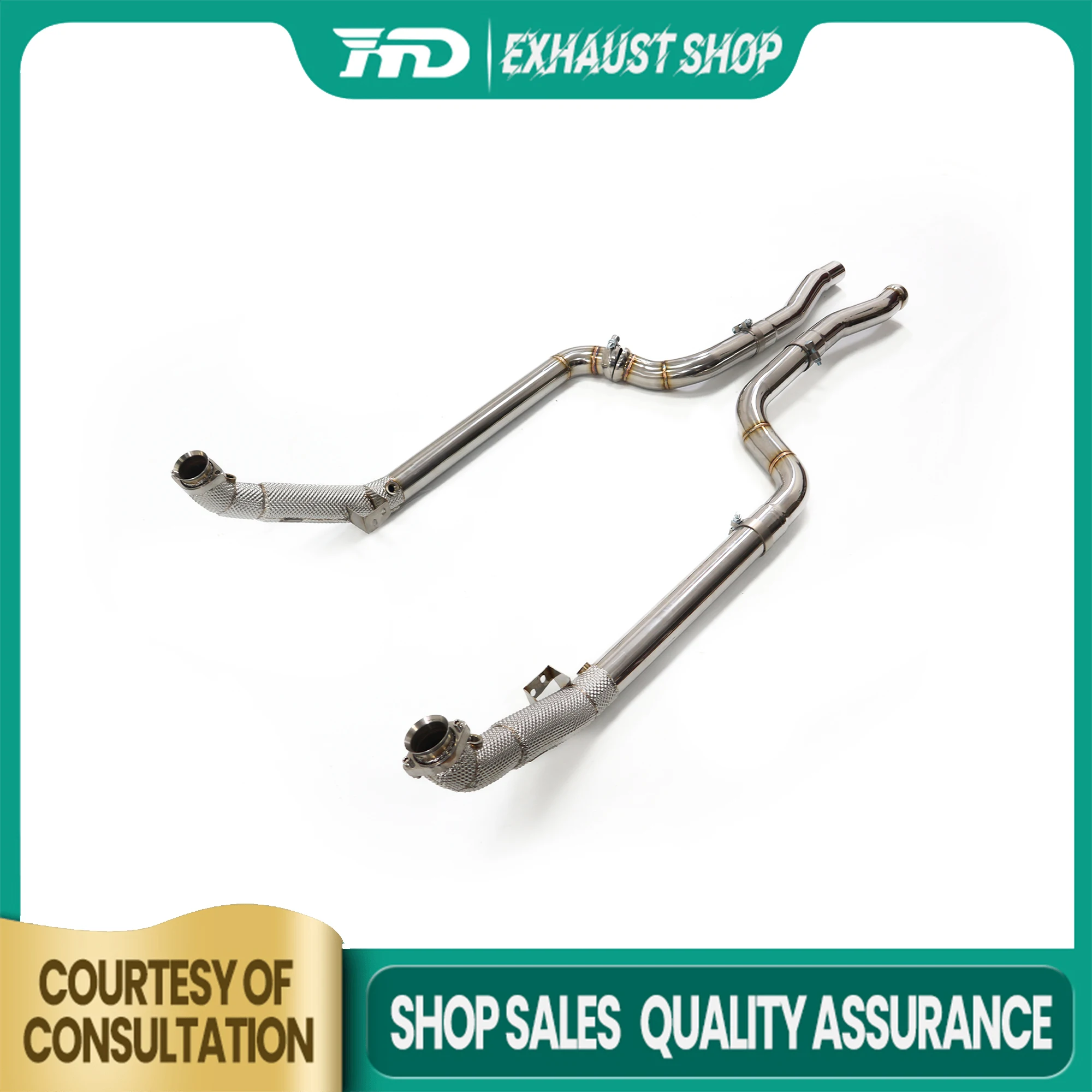 

High Quality Downpipe For Mercedes Benz W204 C63 Stainless Steel Exhaust System Heat shield Discount Price High Performance HMD