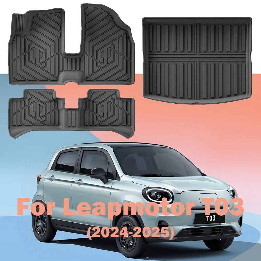 

LHD Car Floor Mats For Leapmotor T03 2024-present Cargo Liners Waterproof Non-slip Trunk Mat Protector Foot Pads Car Carpets