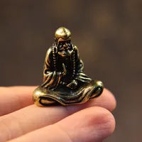 Retro Brass Dharma Buddha Mini Statue, Solid Copper, Bodhidharma Master Figurines, Desk Decoration, Handcrafts Gifts