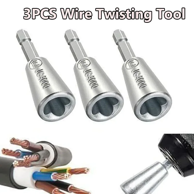 

3PC Wire Twisting Tool Quickly Twister Electrician Artifact for Power Drill Drivers Twisted Connector Cable Device Multi-tool