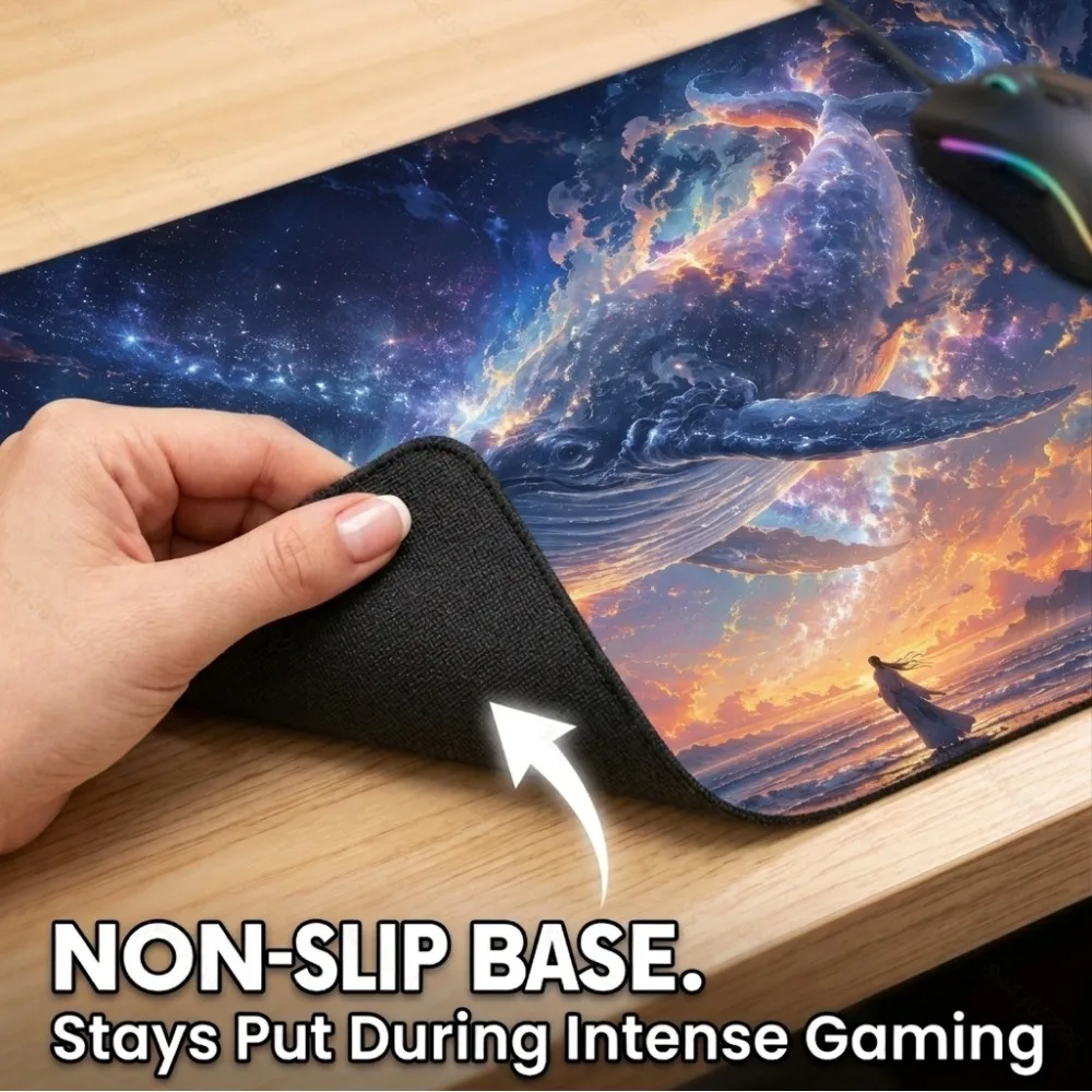 Cosmic Whale Nebula Galaxy Sky Design, Anti-slip Rubber Bottom Keyboard Pad with Edge Protection alfombrillas para escritorio