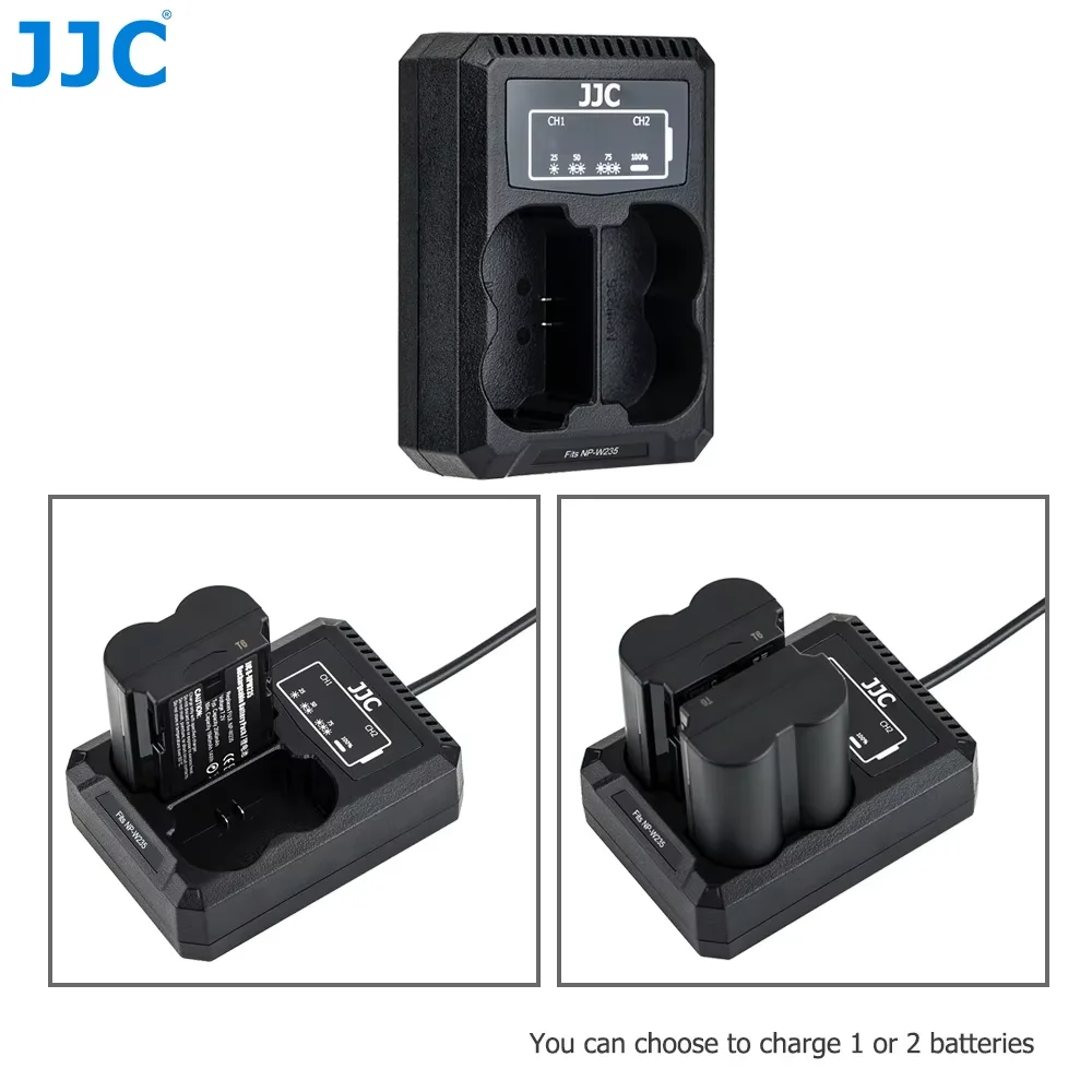 เครื่องชาร์จแบตเตอรี่กล้อง JC USB สำหรับแบตเตอรี่ Fujifilm Fuji NP-W235 JJC B-NPW235 ใช้ได้กับกล้อง Fujifilm X-T5 X-T4 X-S20 X-H2S X-H2 GFX100S