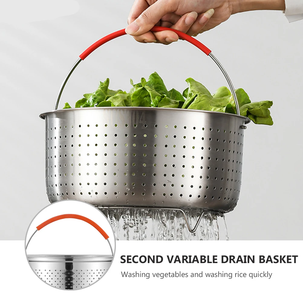 

Stainless Steel Rice Steamer 304 Even Heating Portable Basket for Pot Vegetable St Rack Drainable Steam Cook Food