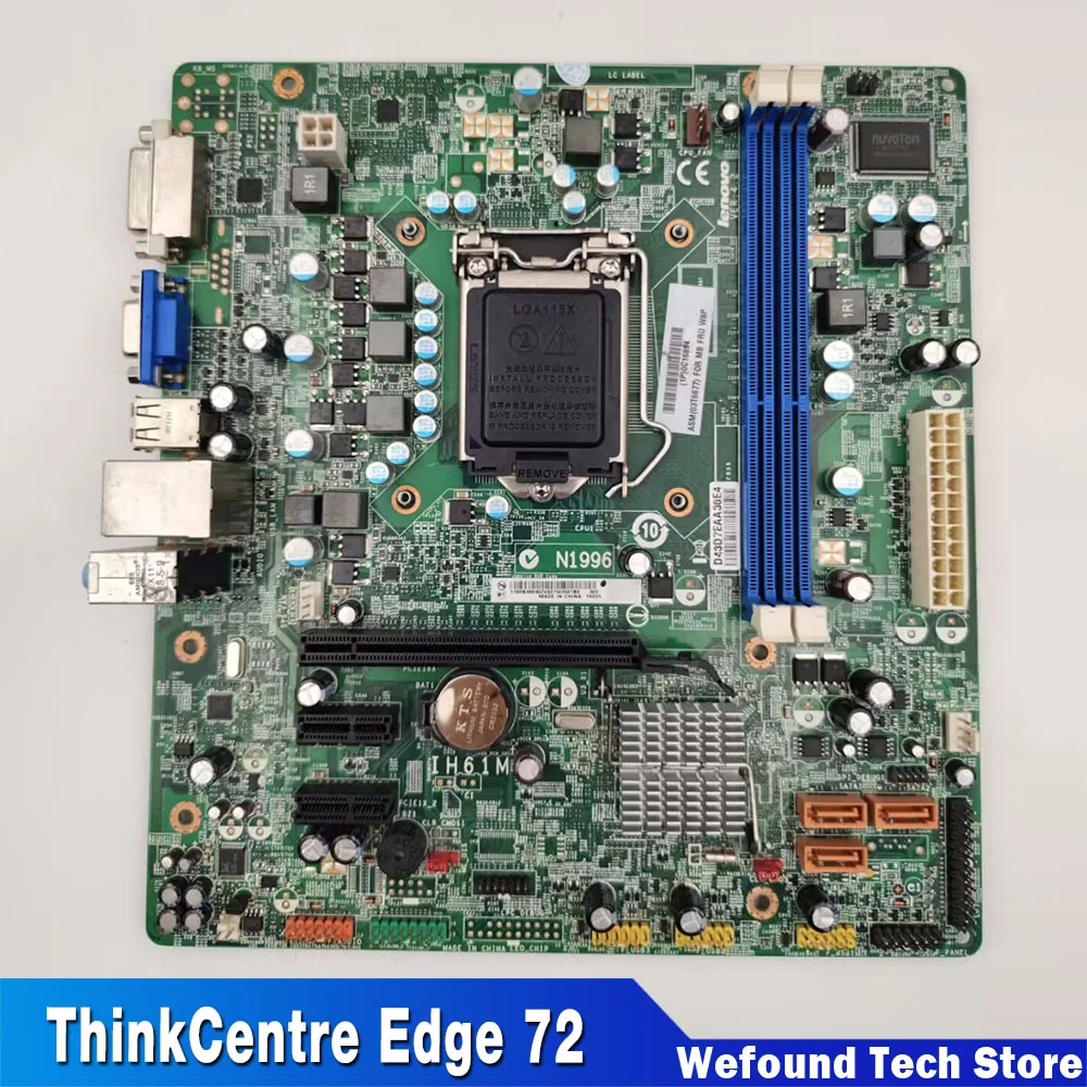 

Motherboard For Lenovo ThinkCentre Edge 72 IH61M H61 System Mainboard Fully Tested 03T8180 03T6648 03T6677