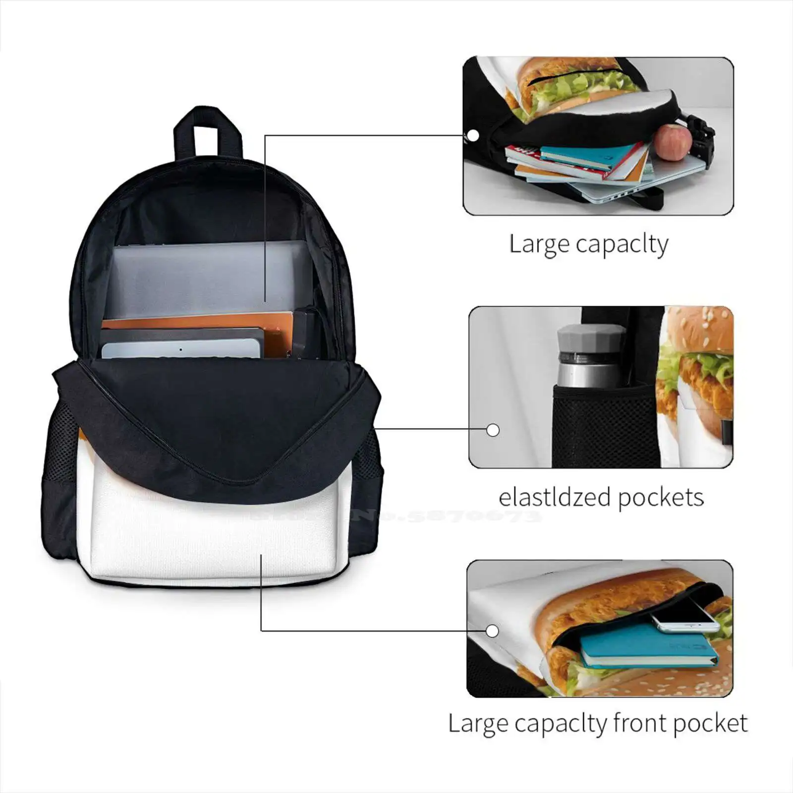 Metric Mcchicken Teen College Student Backpack Laptop Travel Bags