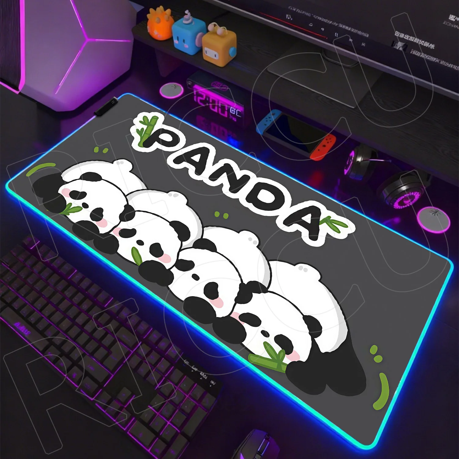 RGB XXL Kawaii Panda HD Printing Mouse Pad Large Computer Office Game Table 1000x500mm Rubber Anti-slip Keyboard LED Desk Mat