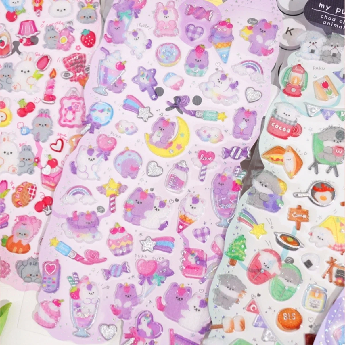 1 pc Kawaii Colorful Candy 3D Crystal Decor Stickers Scrapbooking Diy Journaling Stationery Diary Sticker Gift Prizes Kids