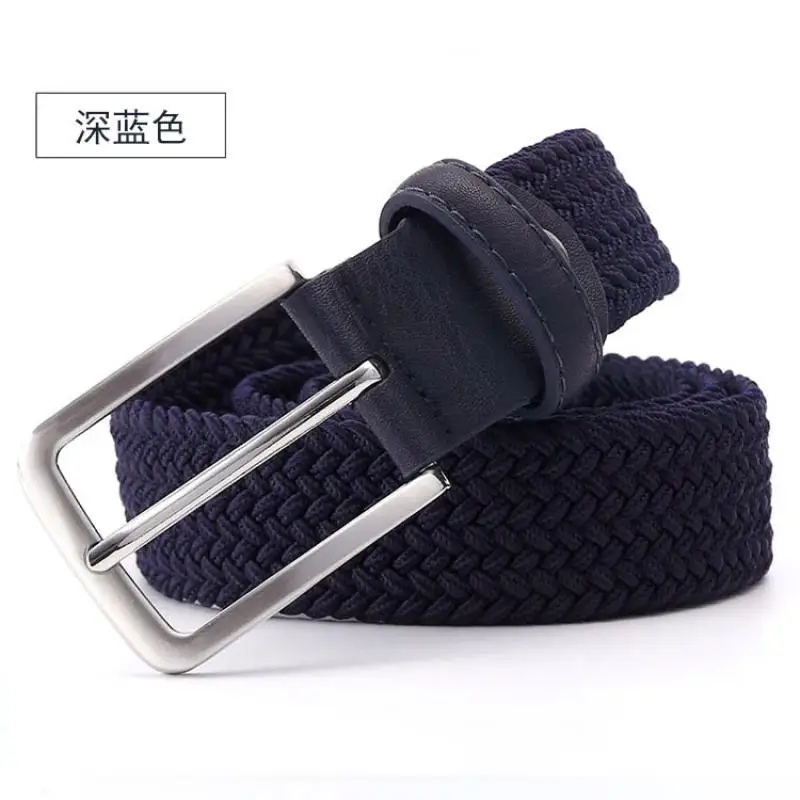 110cm Men Navy Blue Belt High Quality Special Price Black Factory Direct Fashion Woven Joker Elastic Buckle Student  Accessories