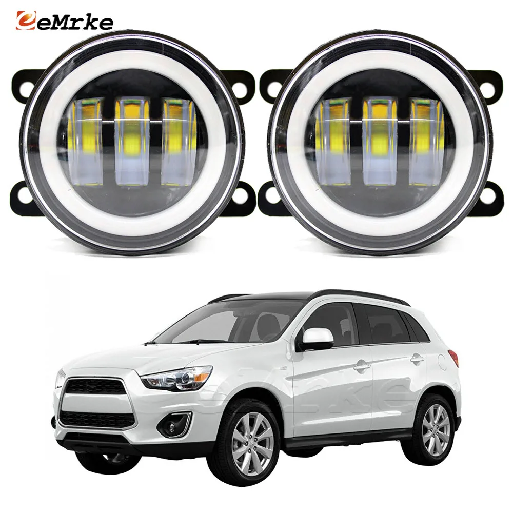 Led Fog Lights Assembly PTF Clear Lens For Mitsubishi ASX RVR Outlander Sport 2013 2014 2015 Siganl Light Angel Eye DRL Ring