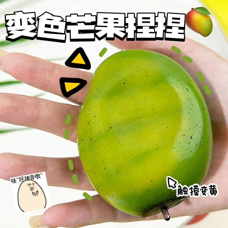 Creative Color Changing Mango Squishy Slow Rising Stress Relief Ball Decompression Toy Novelty Anti Stress Gadget for Kids