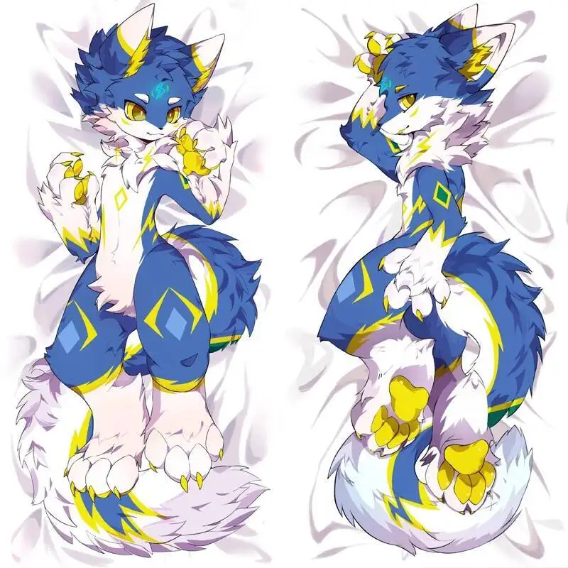

Dakimakura Waifu Furry Blue Cat Pillowcase 2-Side Print Anime Decor Pillow Case Cushion Cover