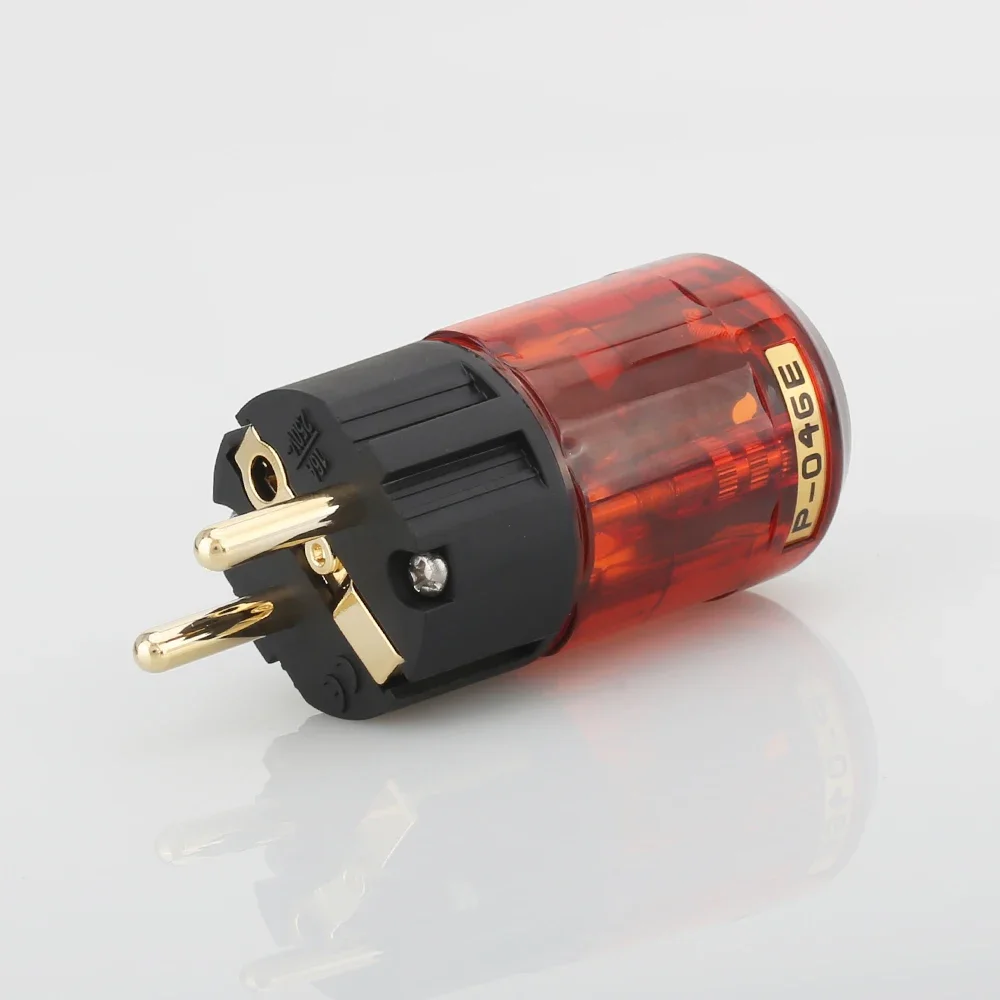 2pcs P-046E 24K Gold Plated EUR Power Plug audiophile EU Male Plug