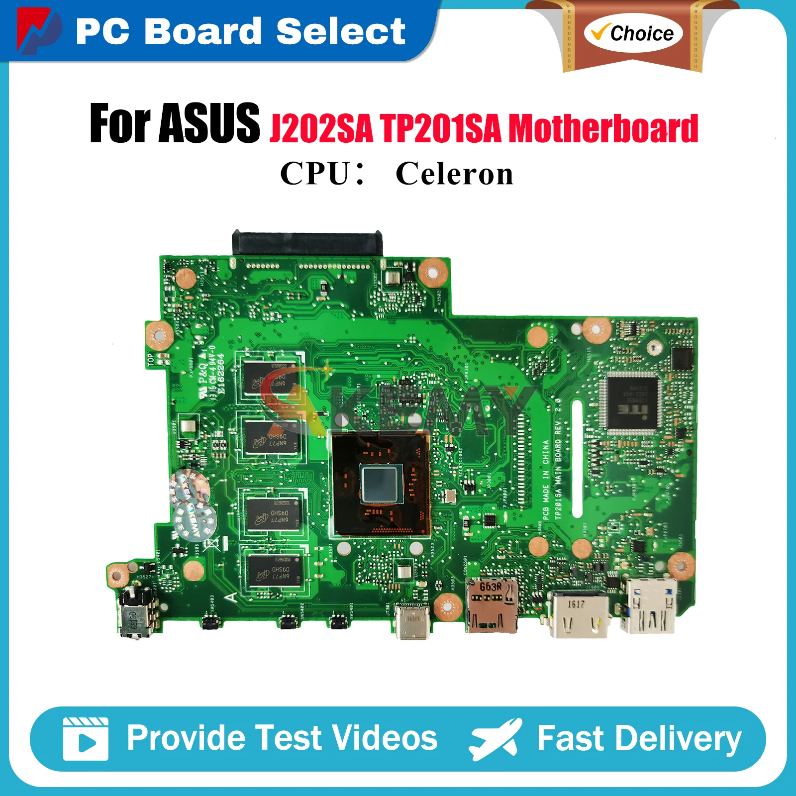 

TP201SA Laptop Motherboard For ASUS VivoBook Flip J202SA TP201S TP201SA Notebook Mainboard With Celeron CPU 100% tests OK stk