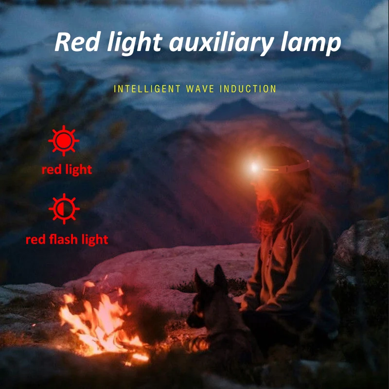 مستشعر حركة ذكي كشافات أمامية خفيفة الوزن LED + COB مصباح أمامي USB قابل لإعادة الشحن مصباح أمامي مقاوم للماء