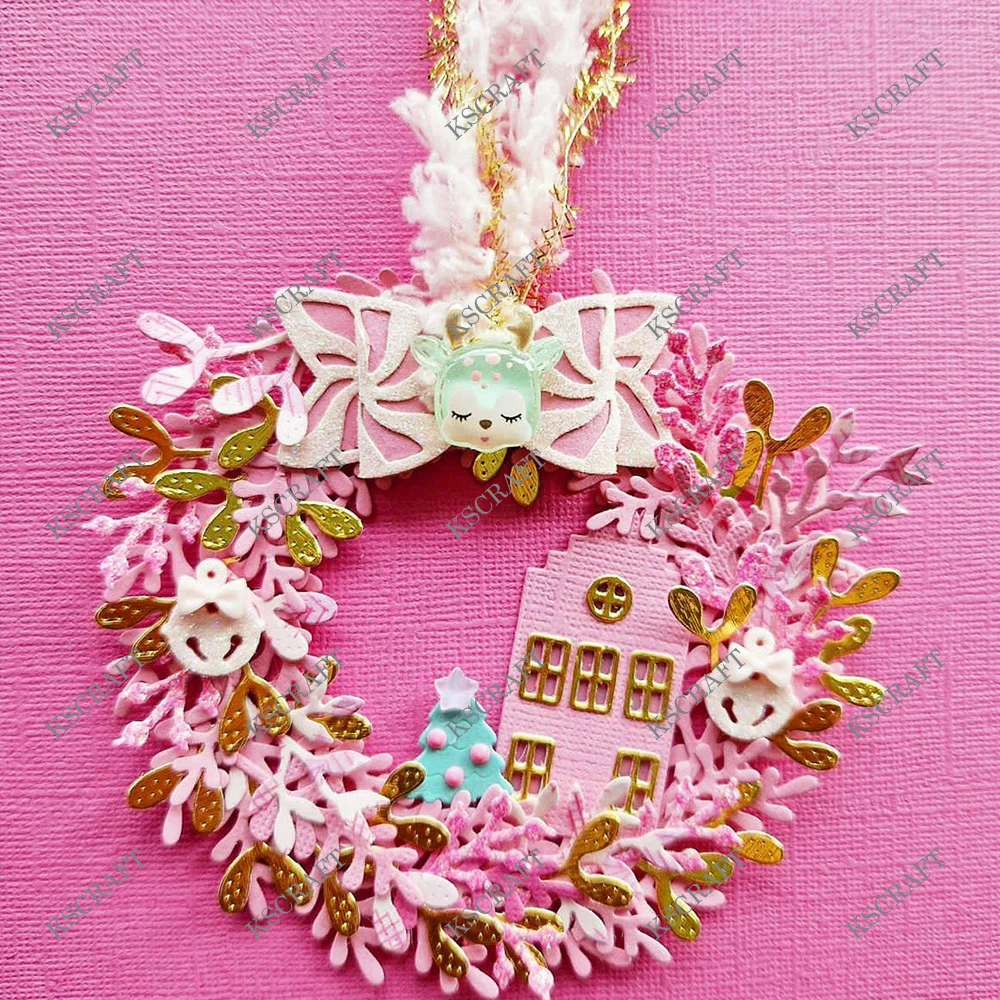 KSCRAFT Christmas Wreath Cutting Dies Stencils for DIY Scrapbooking Decorative Embossing DIY Paper Cards