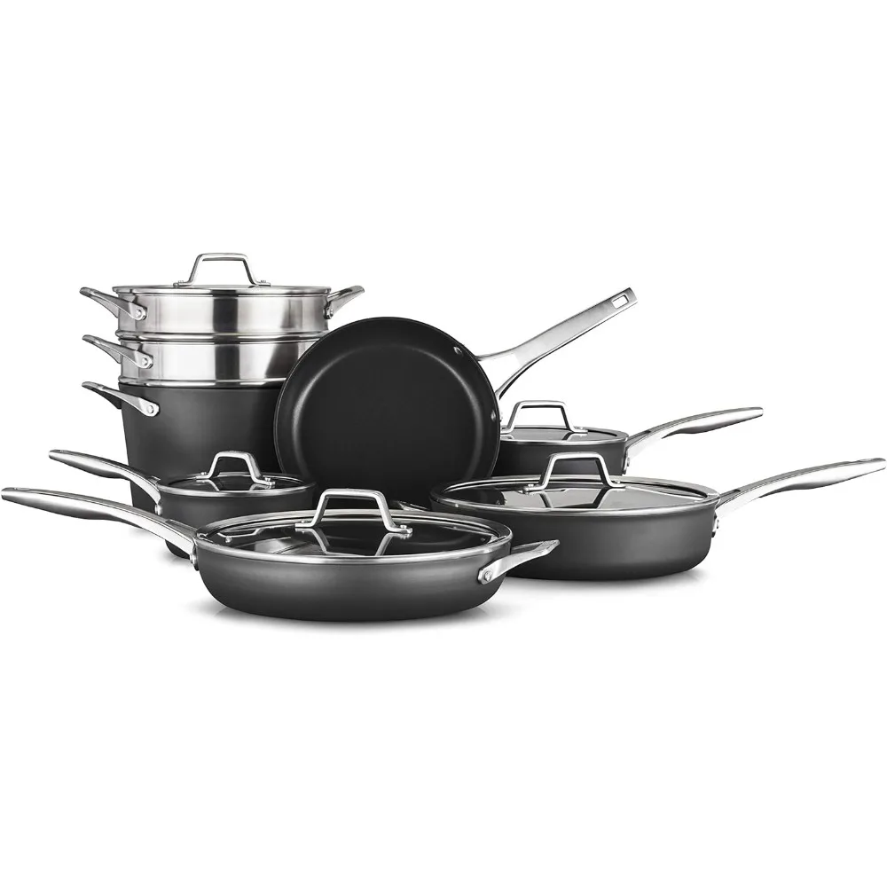 

Calphalon 13-Piece Pots and Pans Set, Nonstick Kitchen Cookware with Stay-Cool Handles and Steamer Insert, Dishwasher and Metal