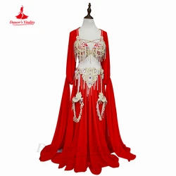 Belly Dance Poprong Competition Suit for Women Customzied Bra+sleeves+belt+skirt Children Adult Oriental Belly Dancing Outfit