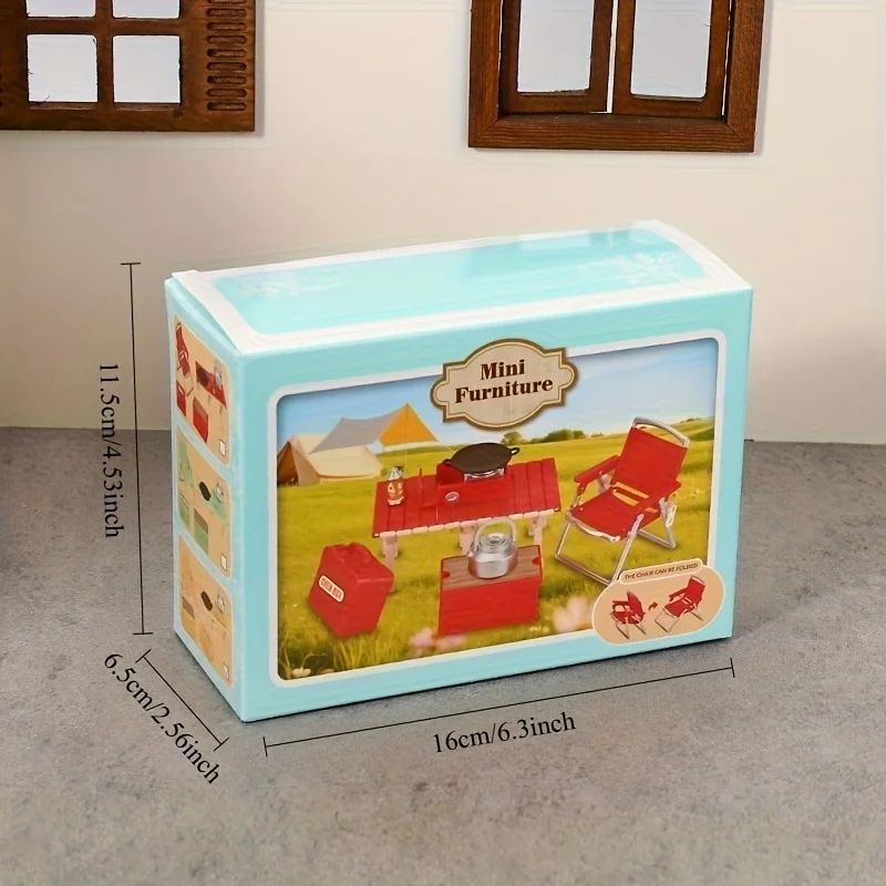 1세트 인형집 미니어처 캠핑 피크닉 테이블 접이식 의자 가스 스토브 모델 야외 미니 시뮬레이션 장비 장식 액세서리