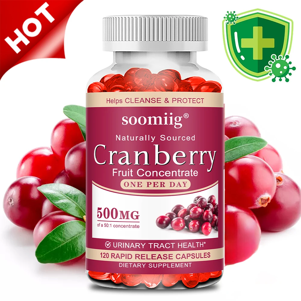 Organic Cranberry Supplement - Helps Cleanse and Protect Urinary Tract, Relieves Frequent Urination, Antioxidant, 120 Capsules
