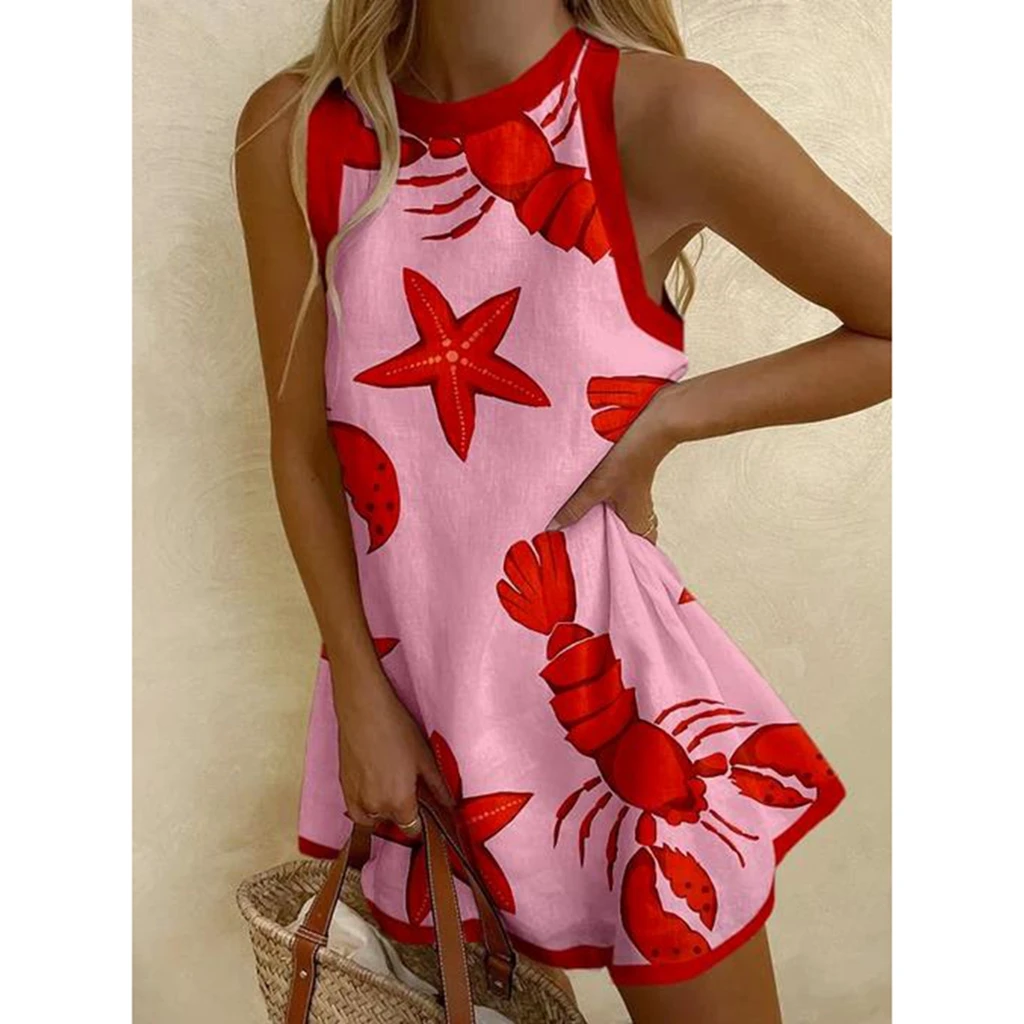 Elegant Women's Sleeveless Floral Print Dress Bordered Patchwork Mini Dress Quality Party Vestidos Ropa Paja Mujer