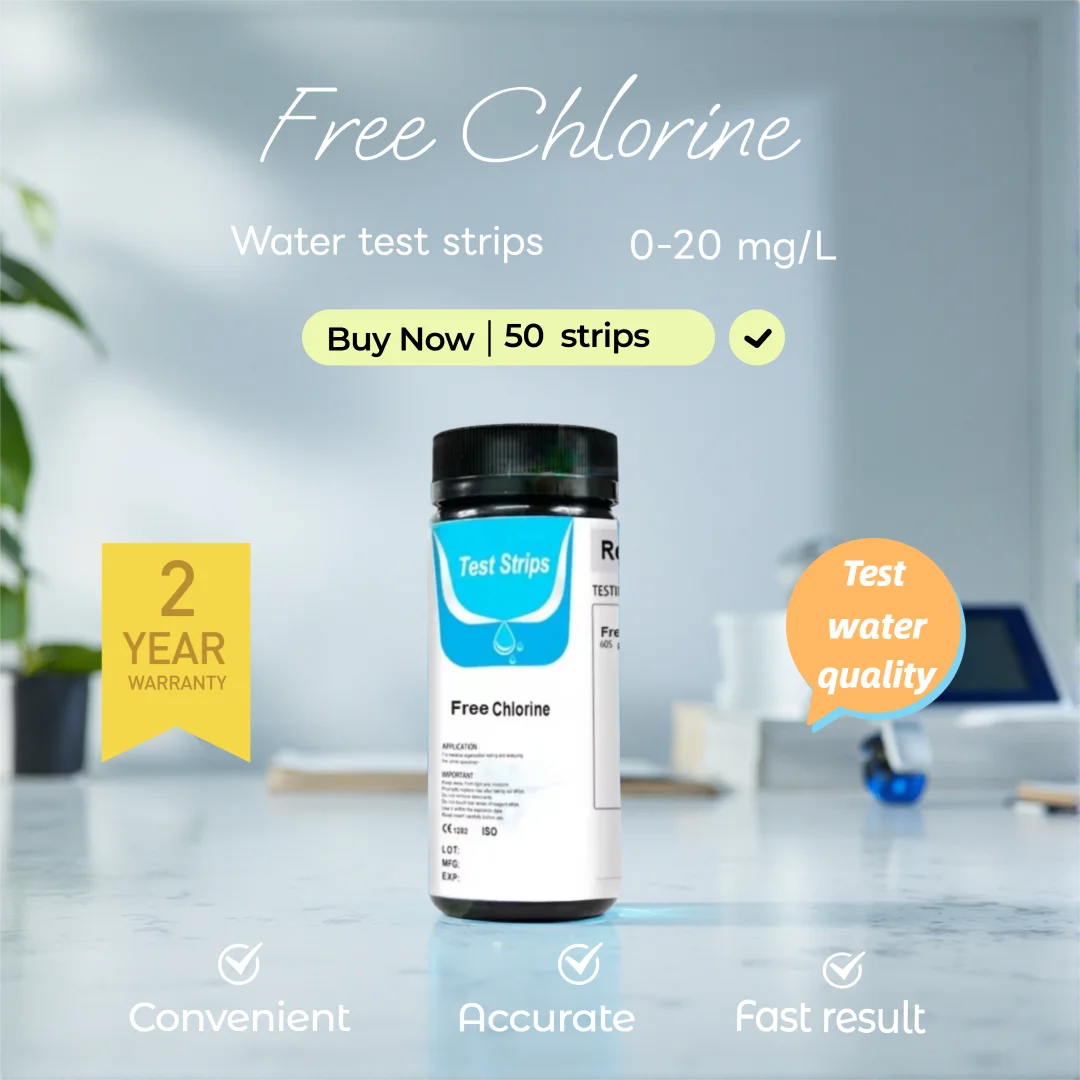 Free chlorine 0-20 mg/L water test strips for swimming pool and soak tableware in disinfectant water  50 pcs