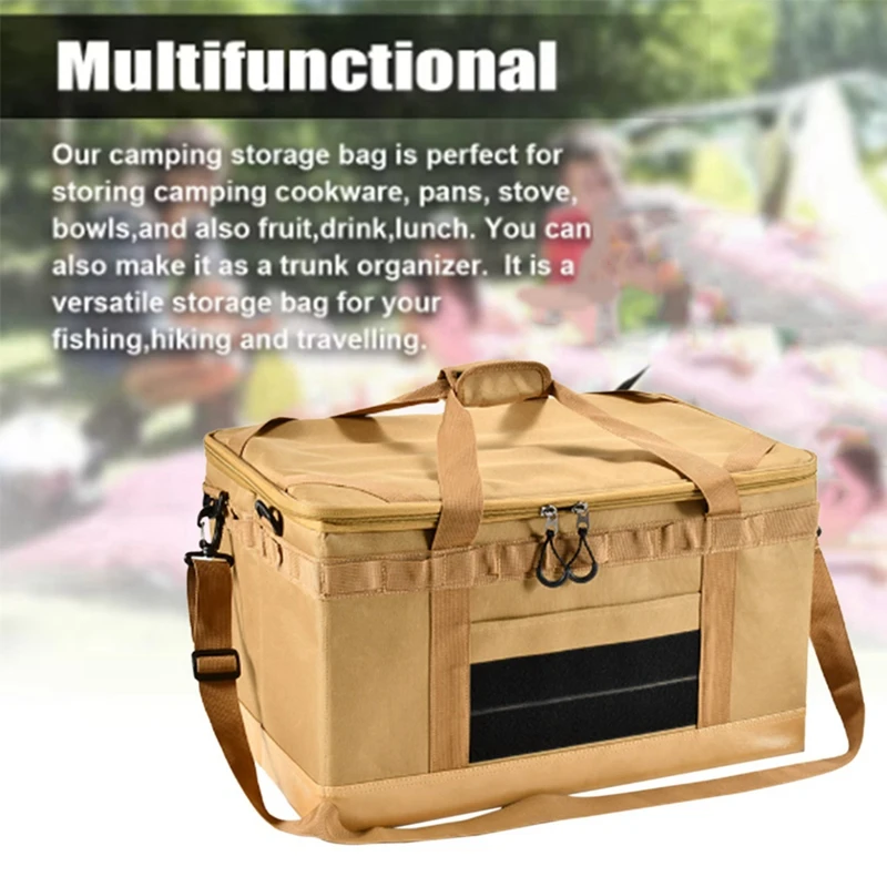 Large Zipper Camping Bag Anti-Crash Stove Cookware Carrying Bag Multifunctional Camping Accessories Storage Organizer-ABLL