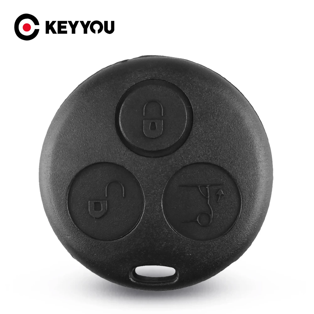 KEYYOU Car Key For Benz MB Mercedes Smart Fortwo 450 Forfour Roadster City Coupe Case 3 Buttons No Blade Remote Key Shell Fob