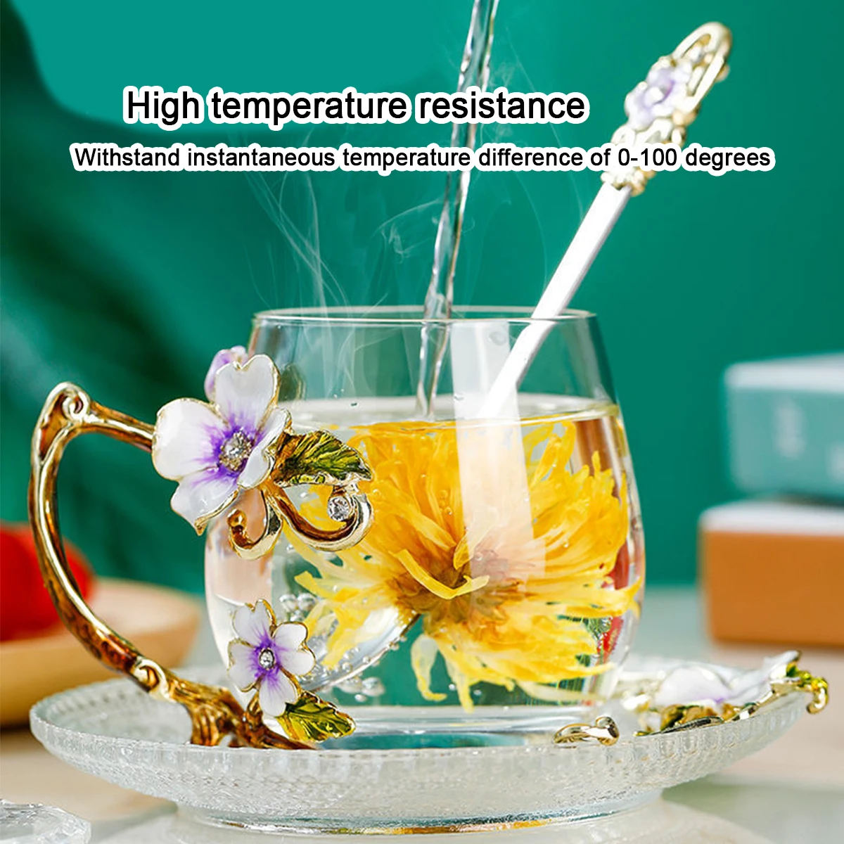 (Can Engrave Logo) Enameled Crystal Couple's Water Cups, Heat-resistant Tea Glass, Coffee Cups, Household Milk Glass