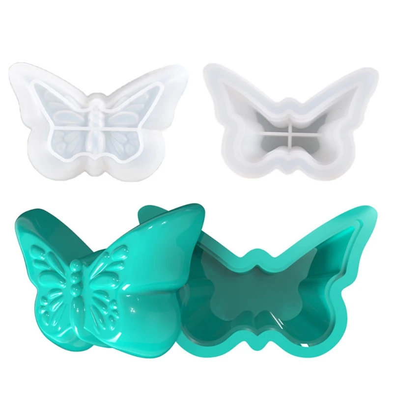 for Butterfly Storage Box with Lid Epoxy Resin Mold Jewelry Holder Silicone Moul Y08E