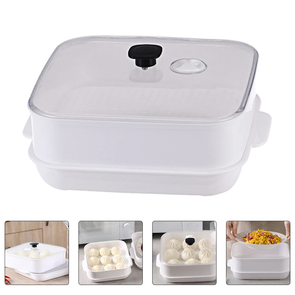 

3pcs Microwave Basket PP PC Material Food Heating Steam Cookware Eco Friendly Kitchen Gadget for Steamed Buns Vegetables