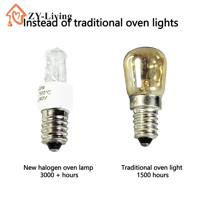 1Pcs 25W/40W E14 Oven Light Bulb 220-240V Safe Halogen Oven Lamp High Temperature 500℃ Resistant Dryer Microwave Light Bulb
