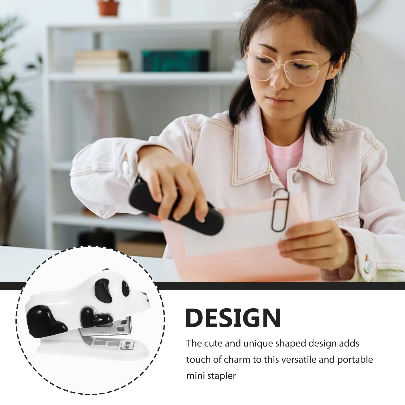 دباسة يدوية مدمجة، دباسة صغيرة وظيفية فريدة من نوعها على شكل كرتوني للمدرسة والمكتب والمنزل، أداة تدبيس بلاستيكية محمولة